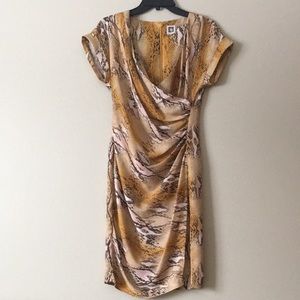 Anne Klein animal skin v neck wrap dress